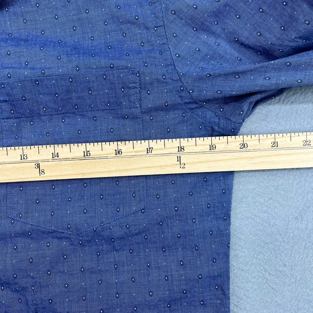 Banana Republic Mens Small Blue‎ Micro Diamond Stretch Soft Wash Slim Fit Shirt